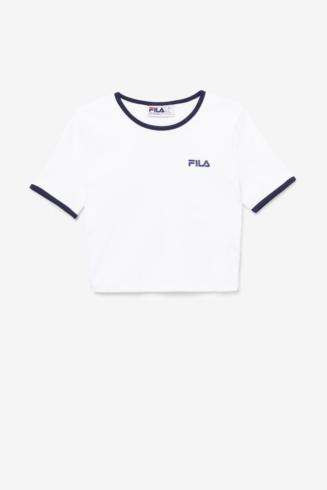 Fila Perla Crop Top T-Shirt White - Womens - 32605NGCE